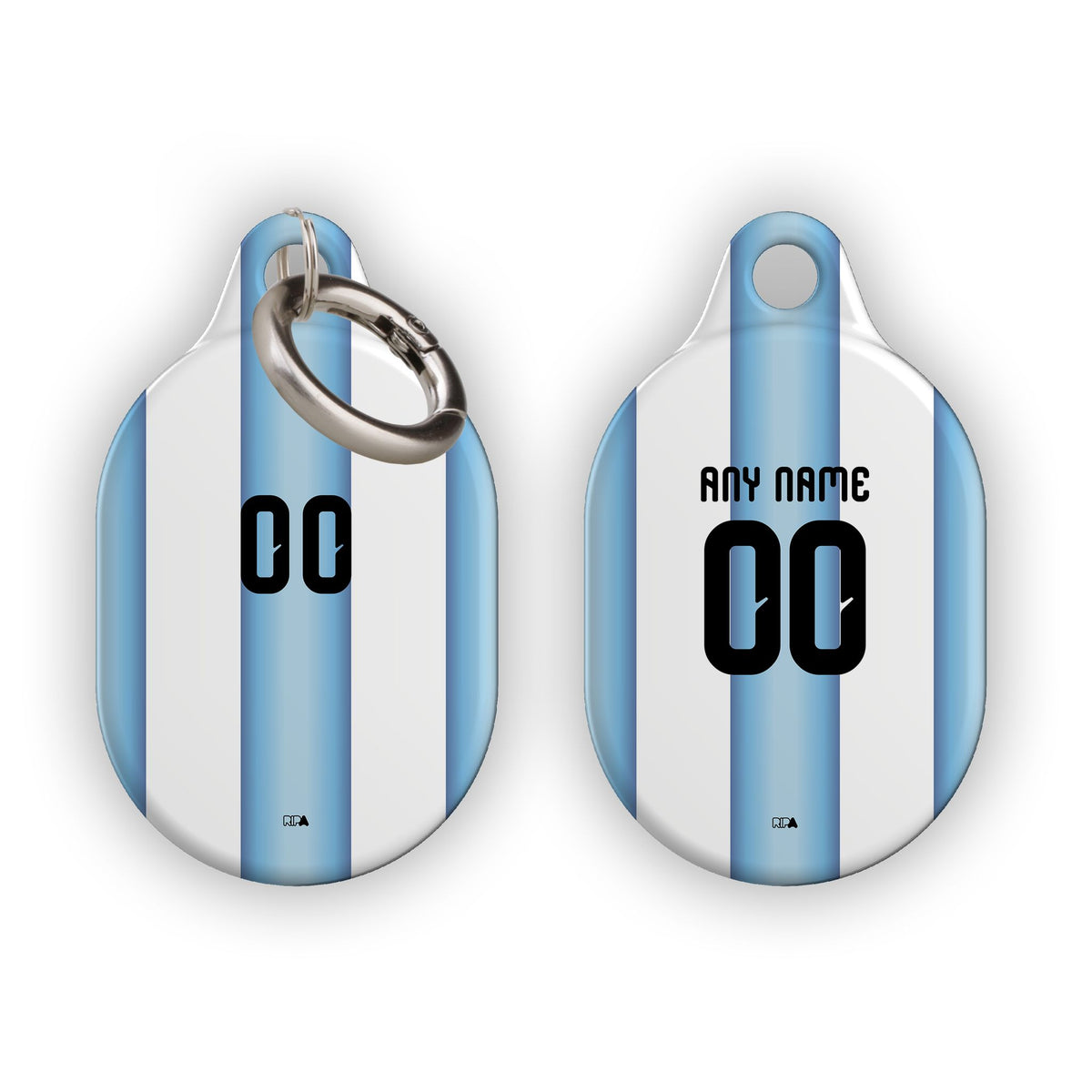 AirTag holder with the Argentina 2026 Home football shirt design by RIPA Football