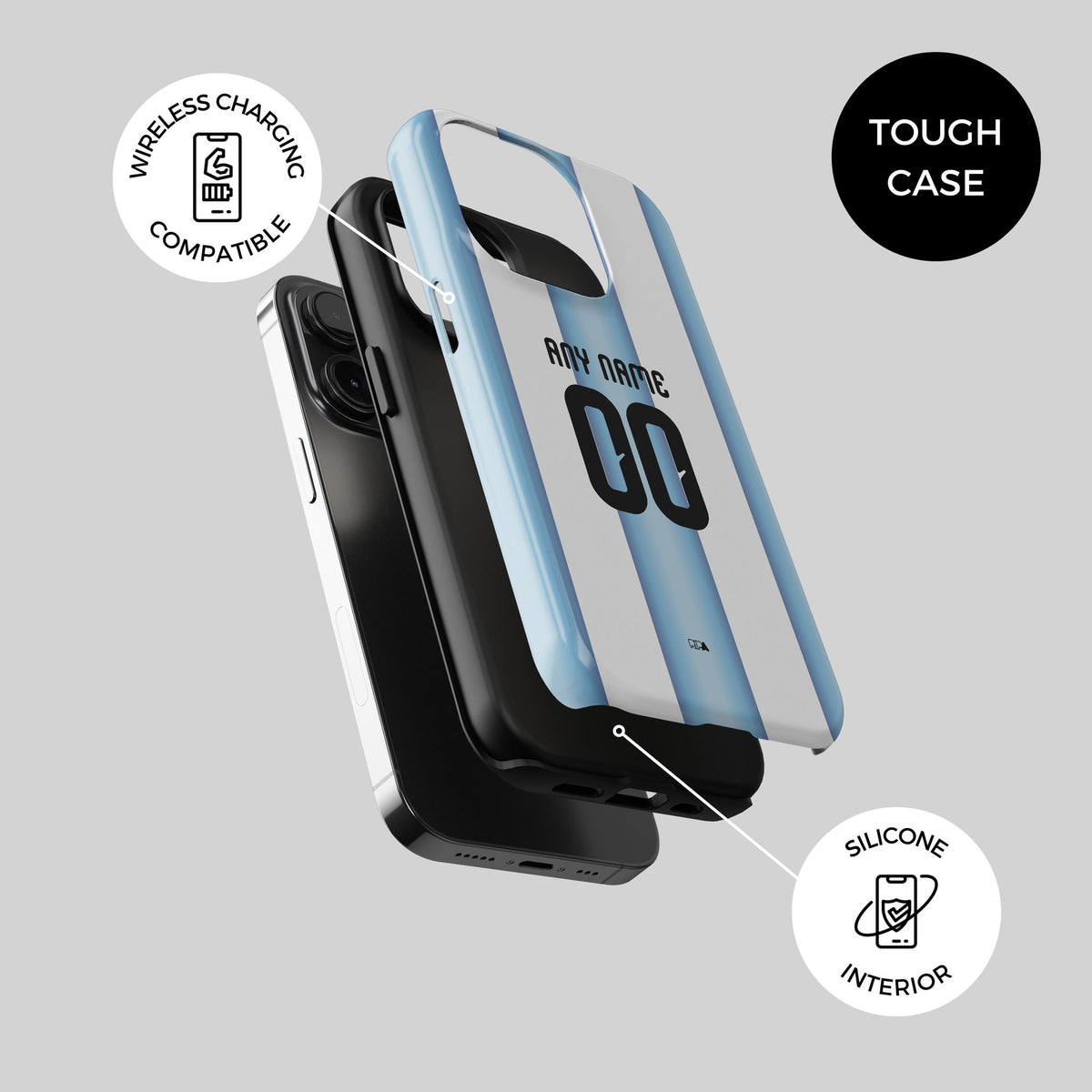 Phone case with the Argentina 2026 Home football shirt design by RIPA Football
