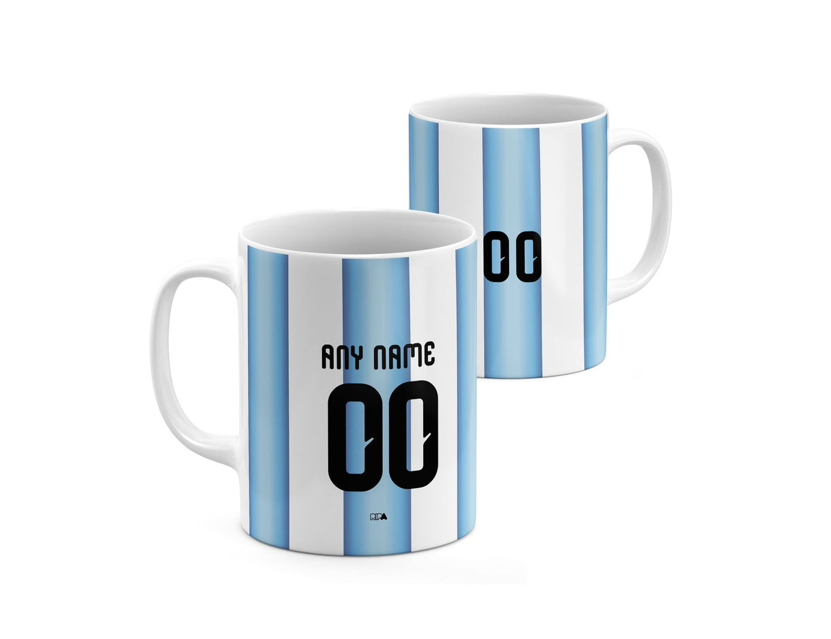 Mug with the Argentina 2026 Home football shirt design by RIPA Football
