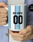 Mug with the Argentina 2026 Home football shirt design by RIPA Football