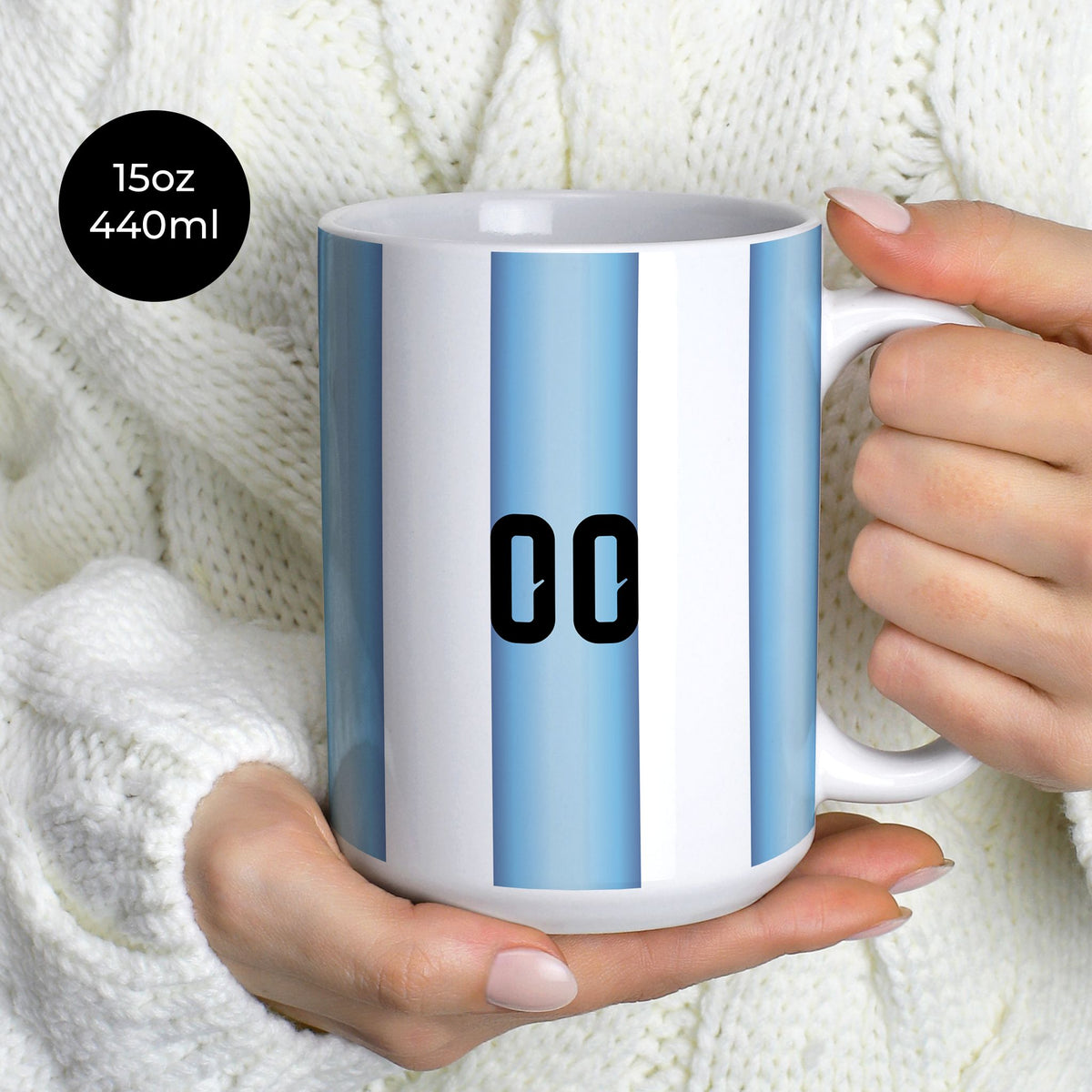 Mug with the Argentina 2026 Home football shirt design by RIPA Football