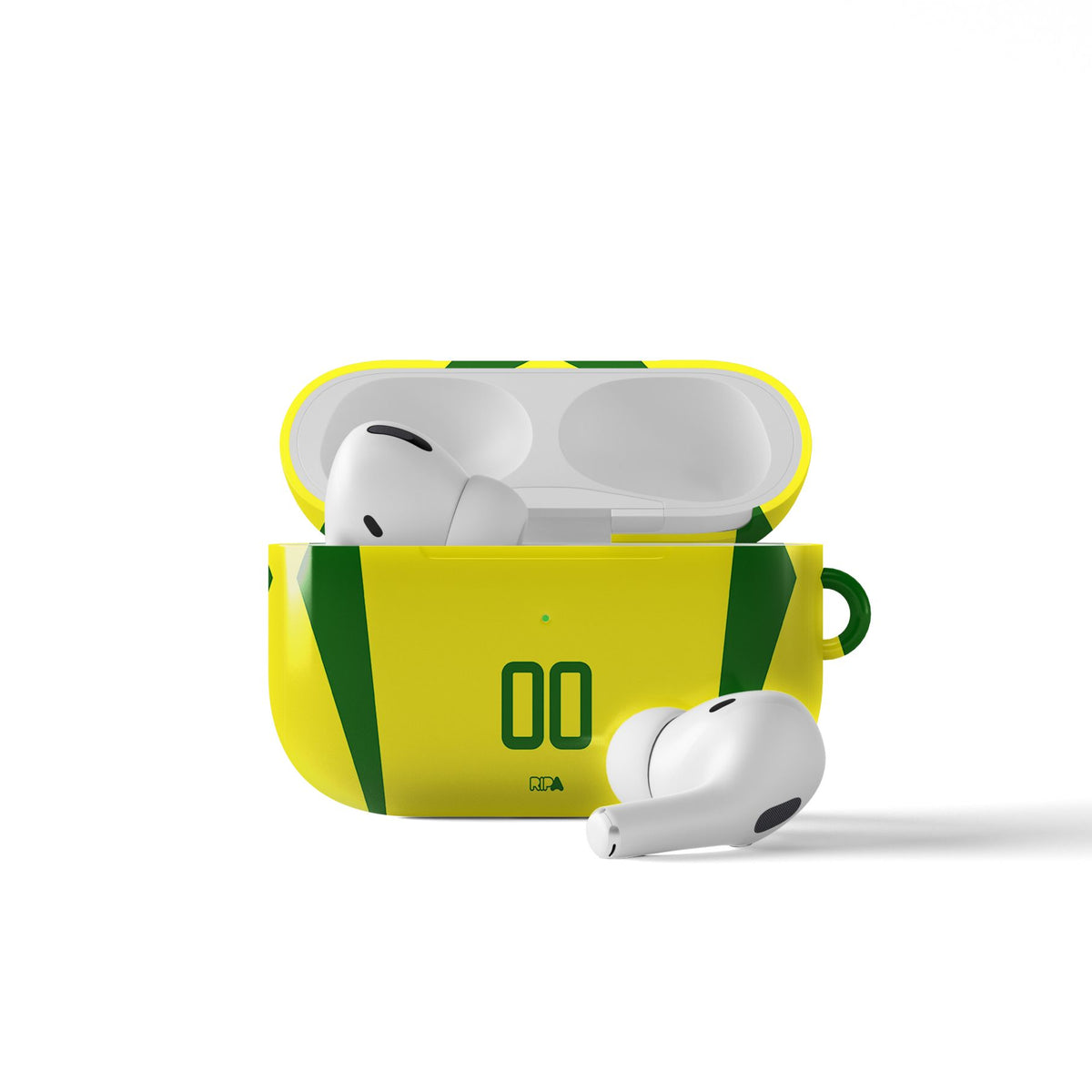 AirPods case with the Brazil 2002 Home football shirt design by RIPA Football