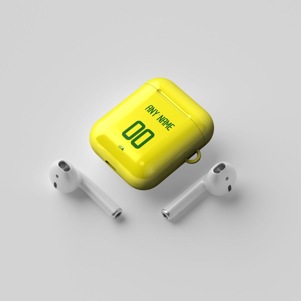 AirPods case with the Brazil 2002 Home football shirt design by RIPA Football