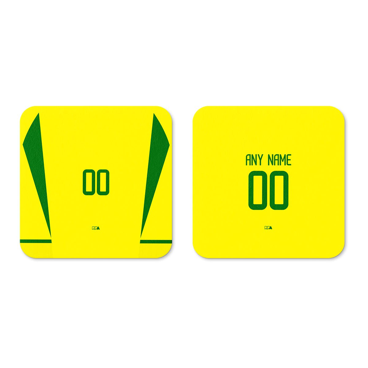 Coaster with the Brazil 2002 Home football shirt design by RIPA Football
