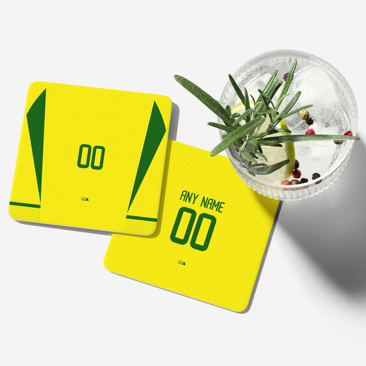 Coaster with the Brazil 2002 Home football shirt design by RIPA Football