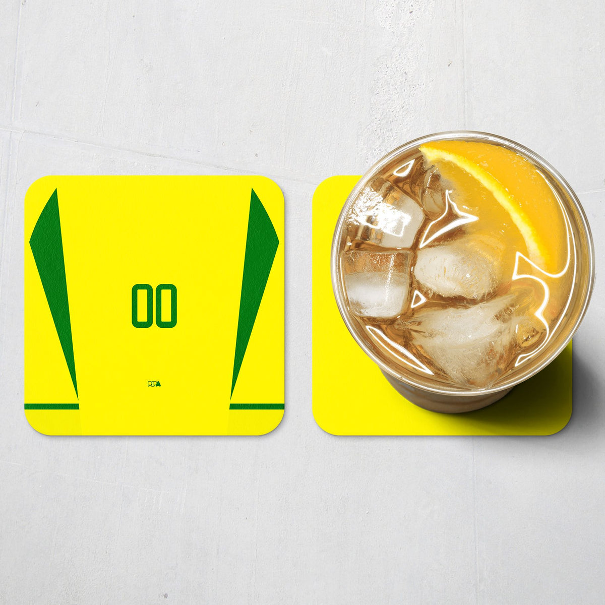 Coaster with the Brazil 2002 Home football shirt design by RIPA Football