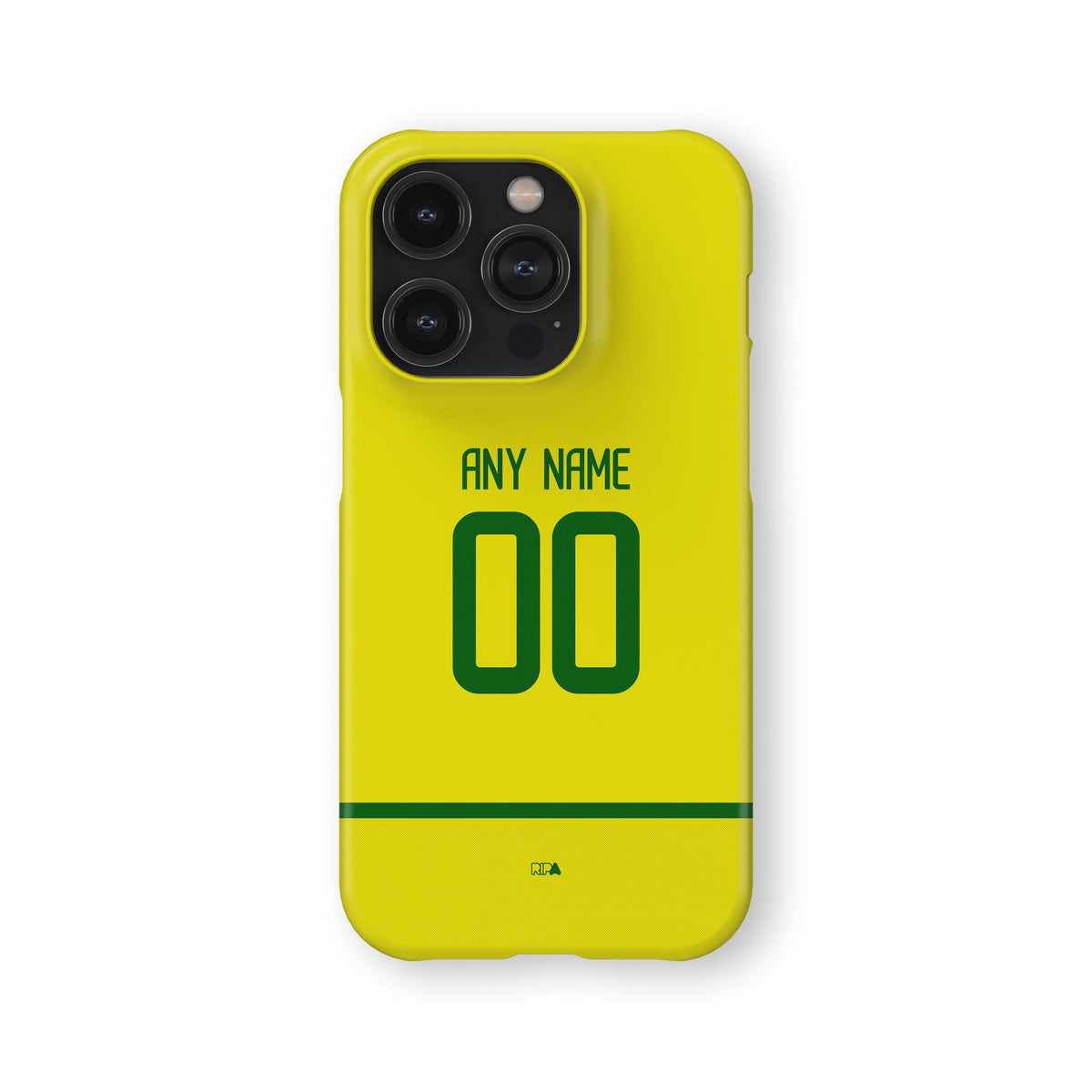 Phone case with the Brazil 2002 Home football shirt design by RIPA Football