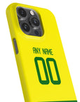 Phone case with the Brazil 2002 Home football shirt design by RIPA Football