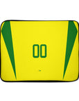 Laptop sleeve with the Brazil 2002 Home football shirt design by RIPA Football