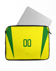 Laptop sleeve with the Brazil 2002 Home football shirt design by RIPA Football