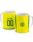 Mug with the Brazil 2002 Home football shirt design by RIPA Football