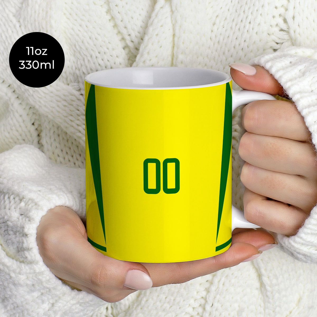 Mug with the Brazil 2002 Home football shirt design by RIPA Football