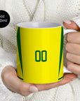 Mug with the Brazil 2002 Home football shirt design by RIPA Football