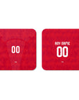 Coaster with the Belgium 2026 Home football shirt design by RIPA Football