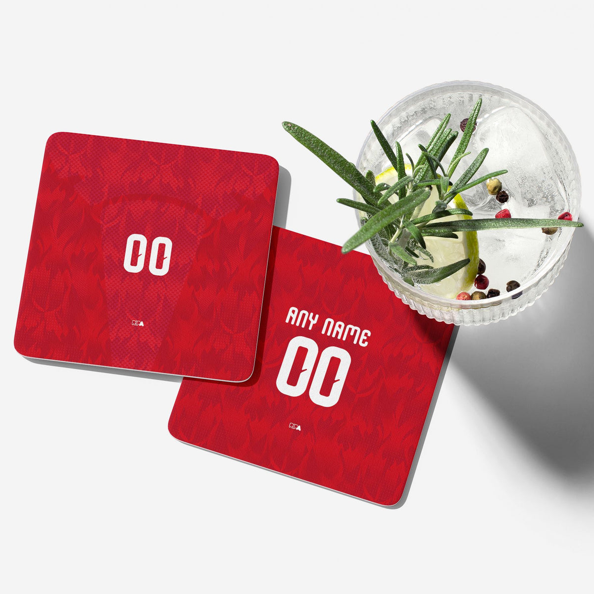Coaster with the Belgium 2026 Home football shirt design by RIPA Football