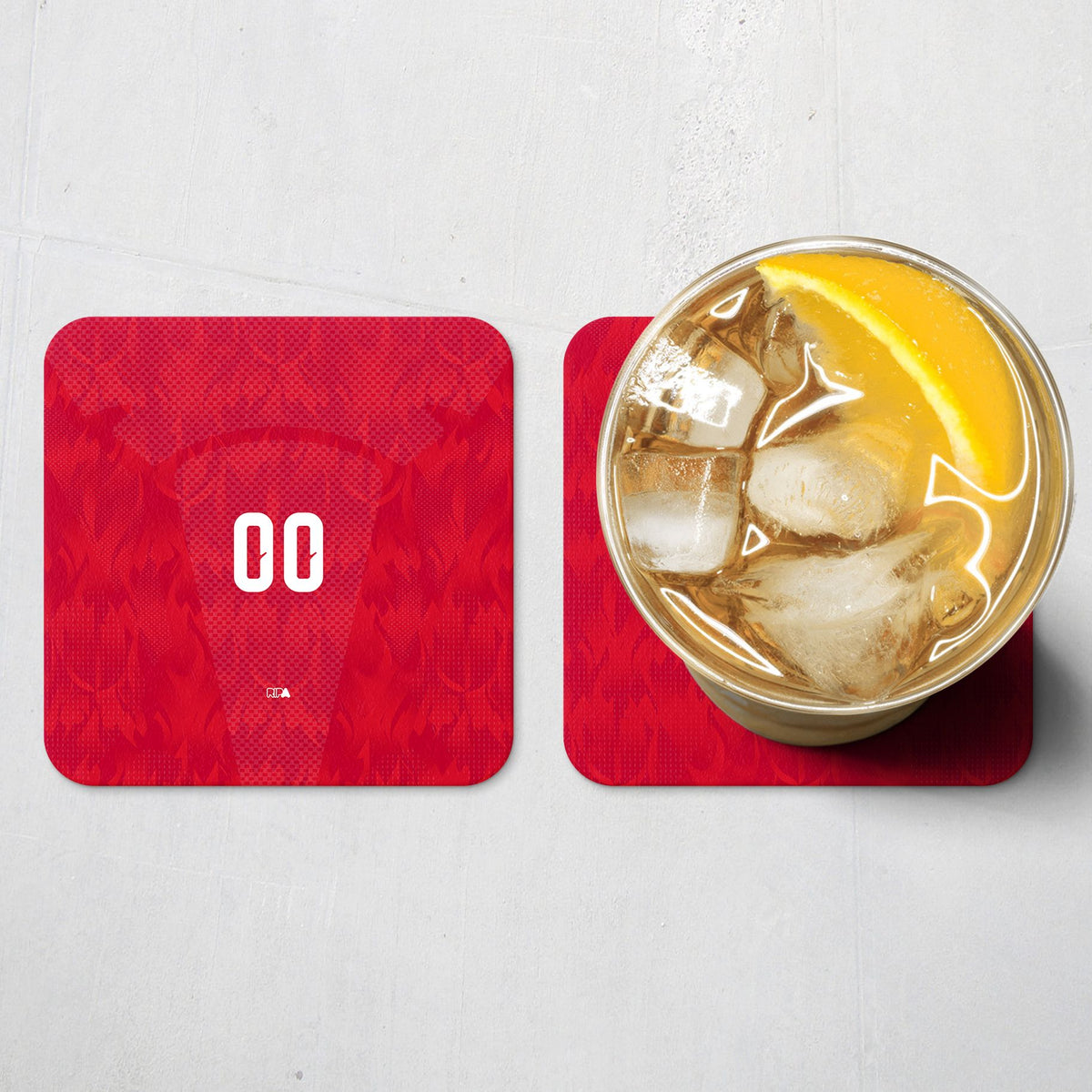 Coaster with the Belgium 2026 Home football shirt design by RIPA Football