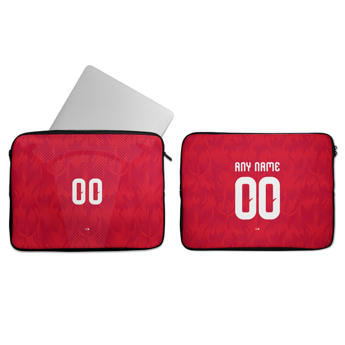 Laptop sleeve with the Belgium 2026 Home football shirt design by RIPA Football