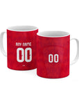 Mug with the Belgium 2026 Home football shirt design by RIPA Football