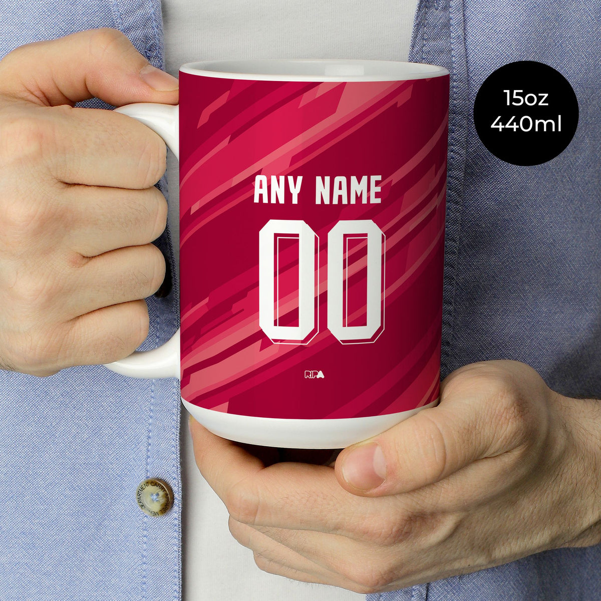 Mug with the Bosnia and Herzegovina 2026 Goalkeeper football shirt design by RIPA Football