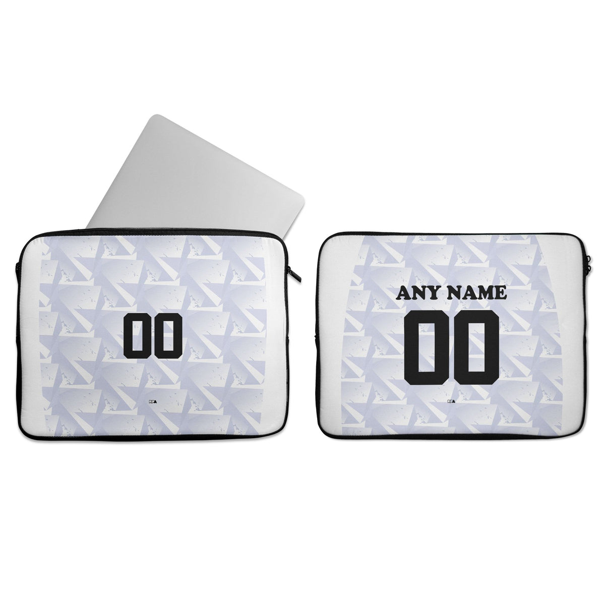Laptop sleeve with the Cape Verde 2026 Away football shirt design by RIPA Football