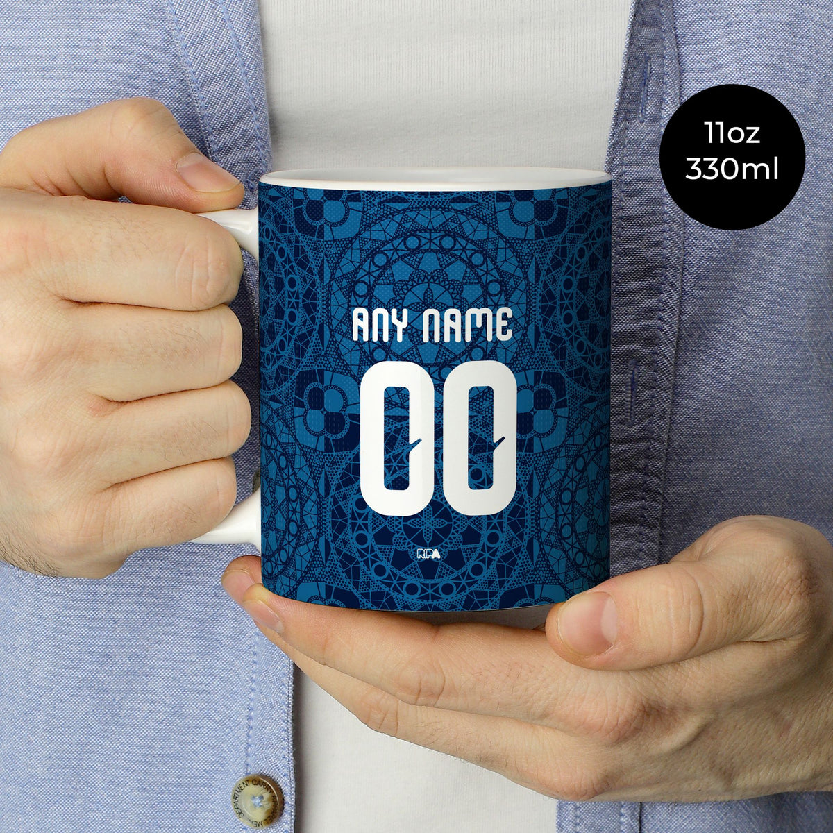 Mug with the Croatia 2026 Away football shirt design by RIPA Football