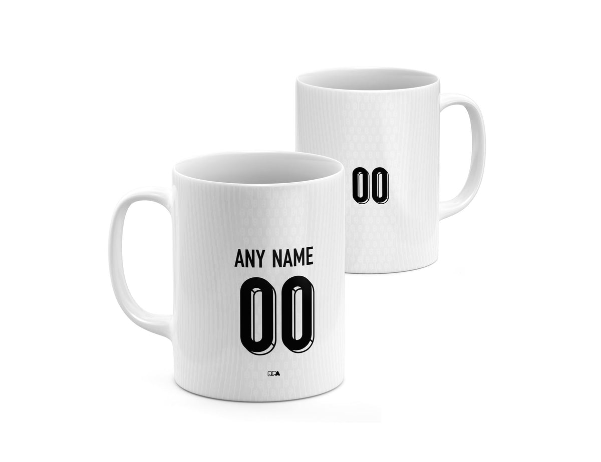 Mug with the Finland 2026 Home football shirt design by RIPA Football