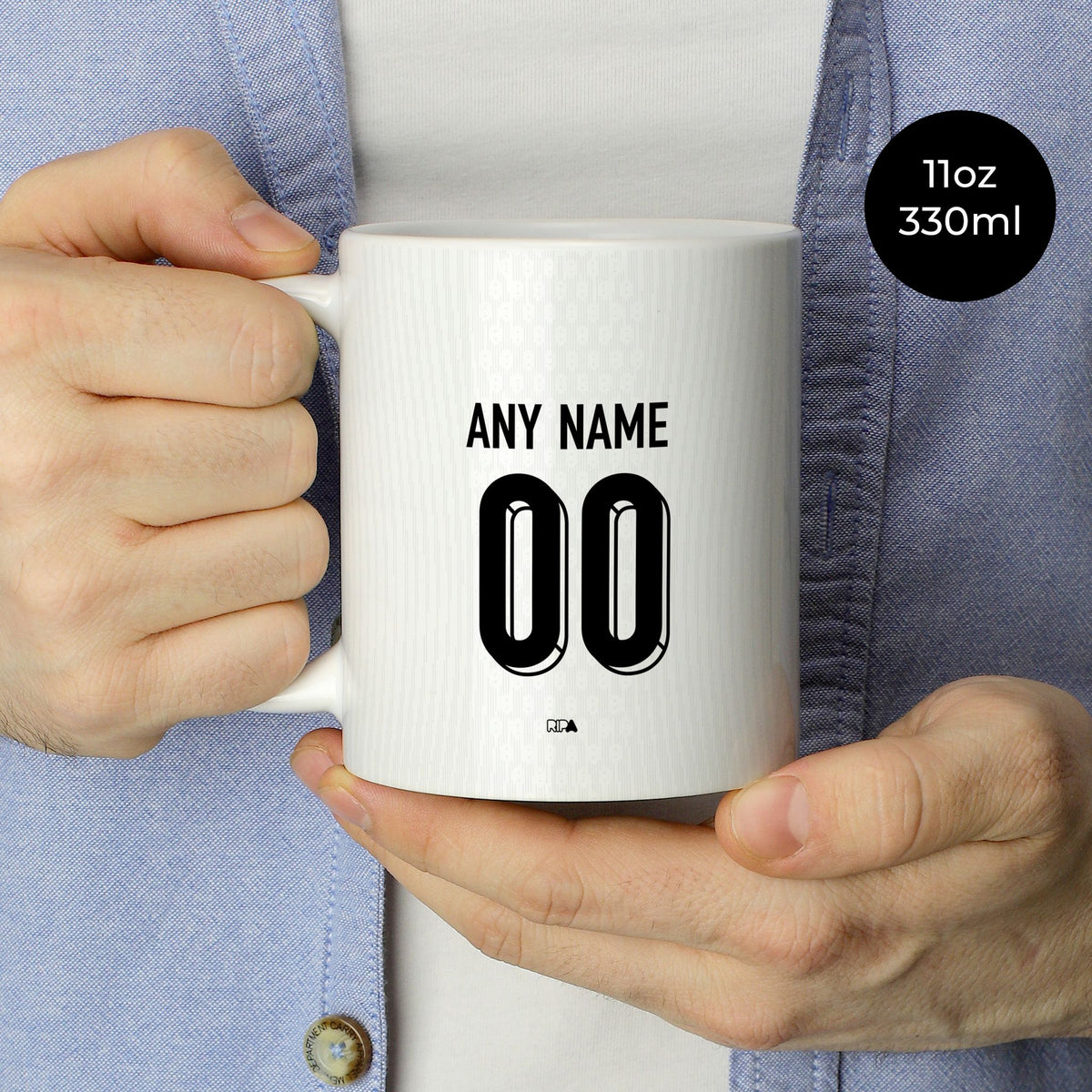 Mug with the Finland 2026 Home football shirt design by RIPA Football