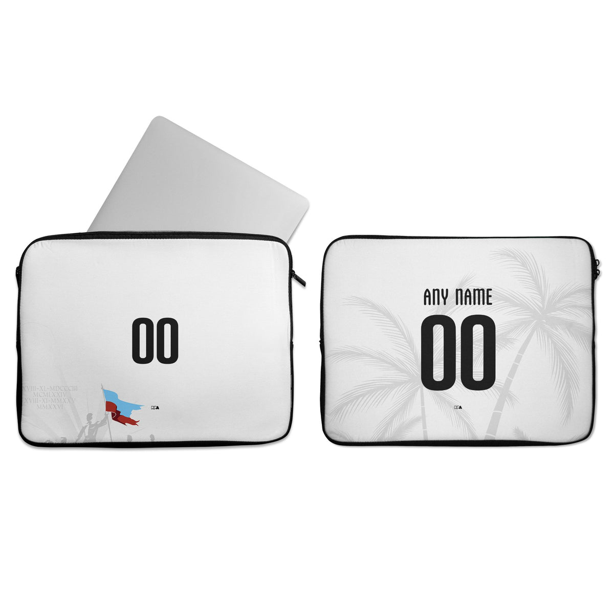 Laptop sleeve with the Haiti 2026 Away football shirt design by RIPA Football