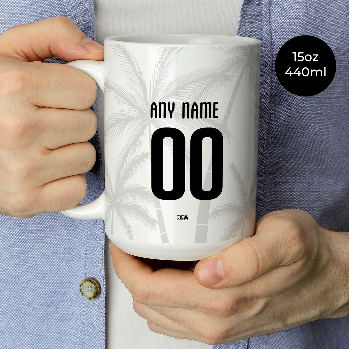 Mug with the Haiti 2026 Away football shirt design by RIPA Football