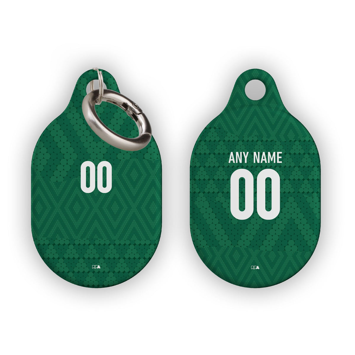 AirTag holder with the Iraq 2026 Away football shirt design by RIPA Football