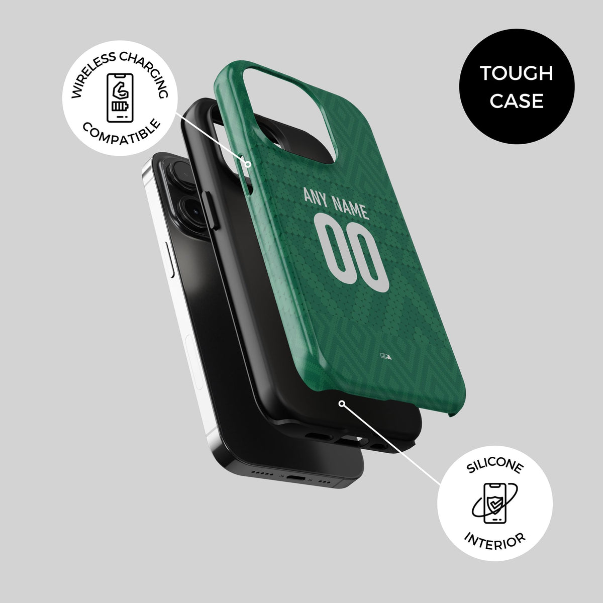 Phone case with the Iraq 2026 Away football shirt design by RIPA Football