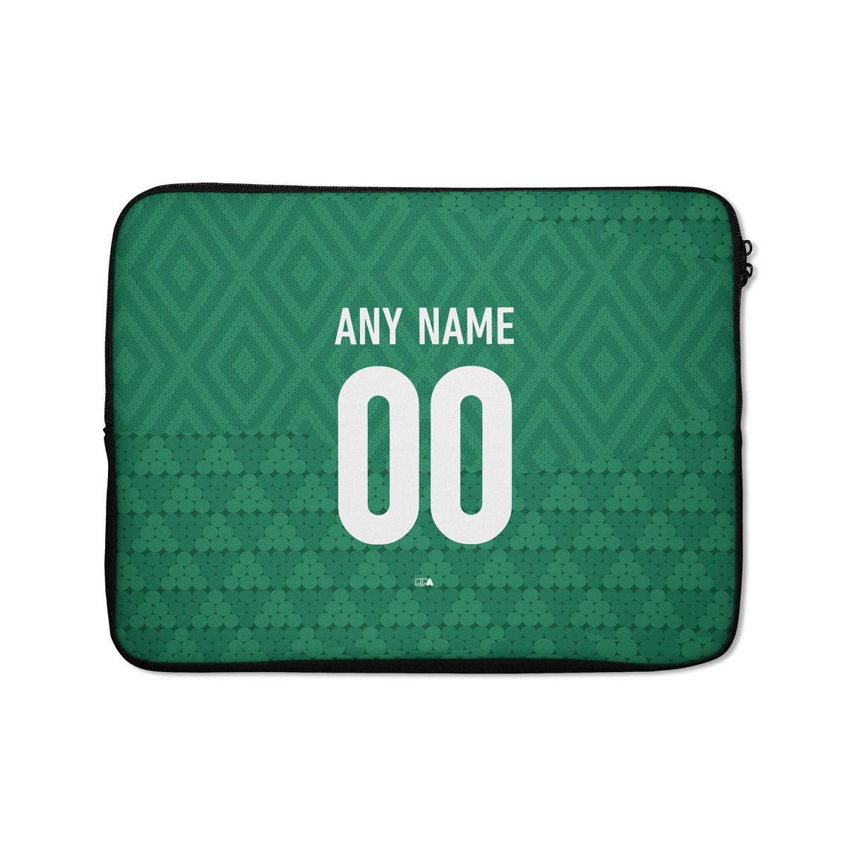 Laptop sleeve with the Iraq 2026 Away football shirt design by RIPA Football