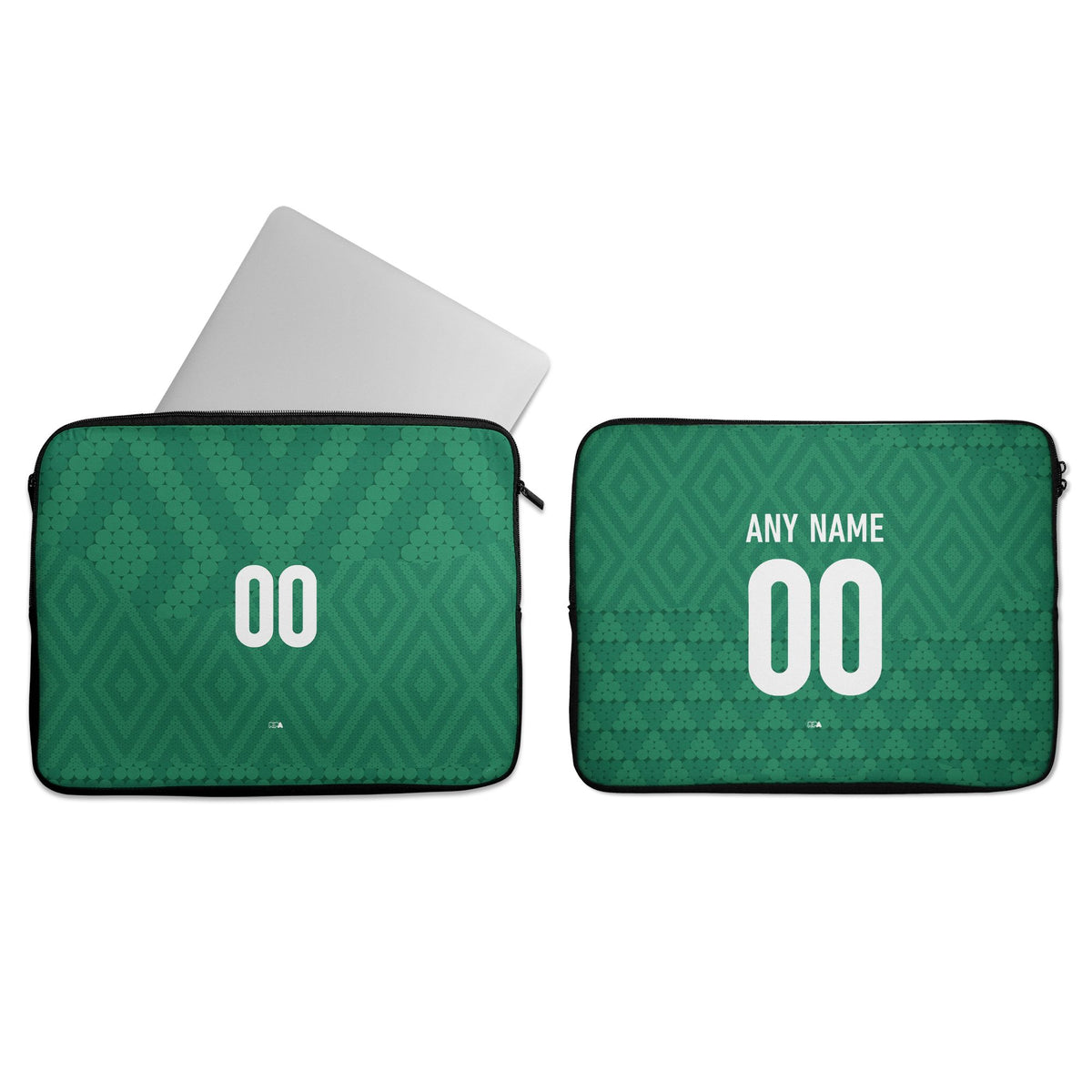 Laptop sleeve with the Iraq 2026 Away football shirt design by RIPA Football