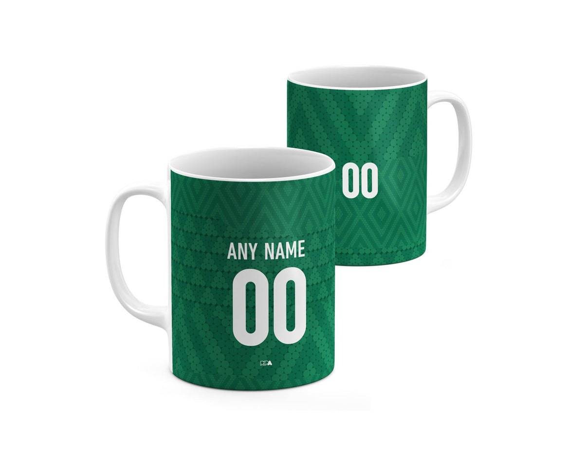 Mug with the Iraq 2026 Away football shirt design by RIPA Football