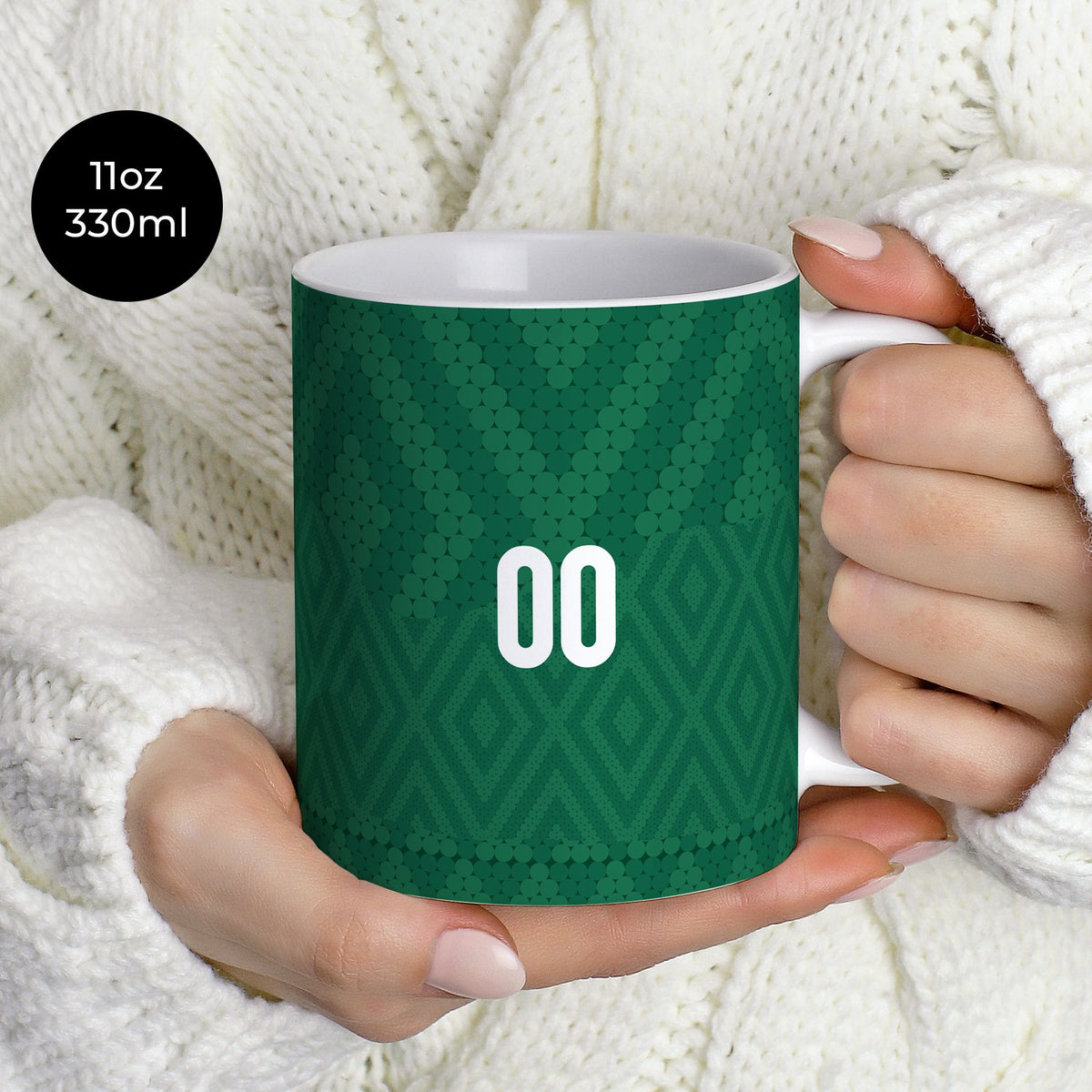 Mug with the Iraq 2026 Away football shirt design by RIPA Football