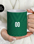 Mug with the Iraq 2026 Away football shirt design by RIPA Football