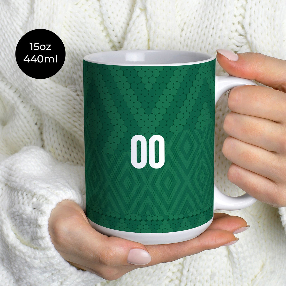 Mug with the Iraq 2026 Away football shirt design by RIPA Football