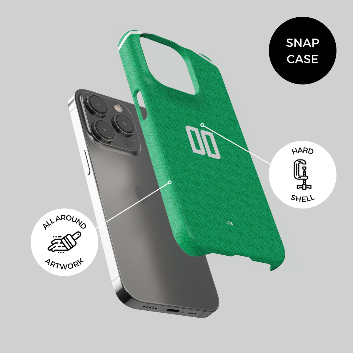 Phone case with the Ireland 2024 Home football shirt design by RIPA Football