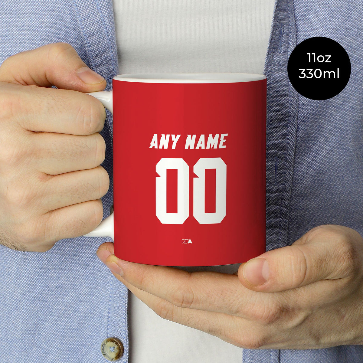 Mug with the Iran 2026 Away football shirt design by RIPA Football