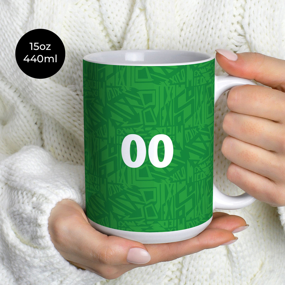 Mug with the Mexico 1994 Home football shirt design by RIPA Football