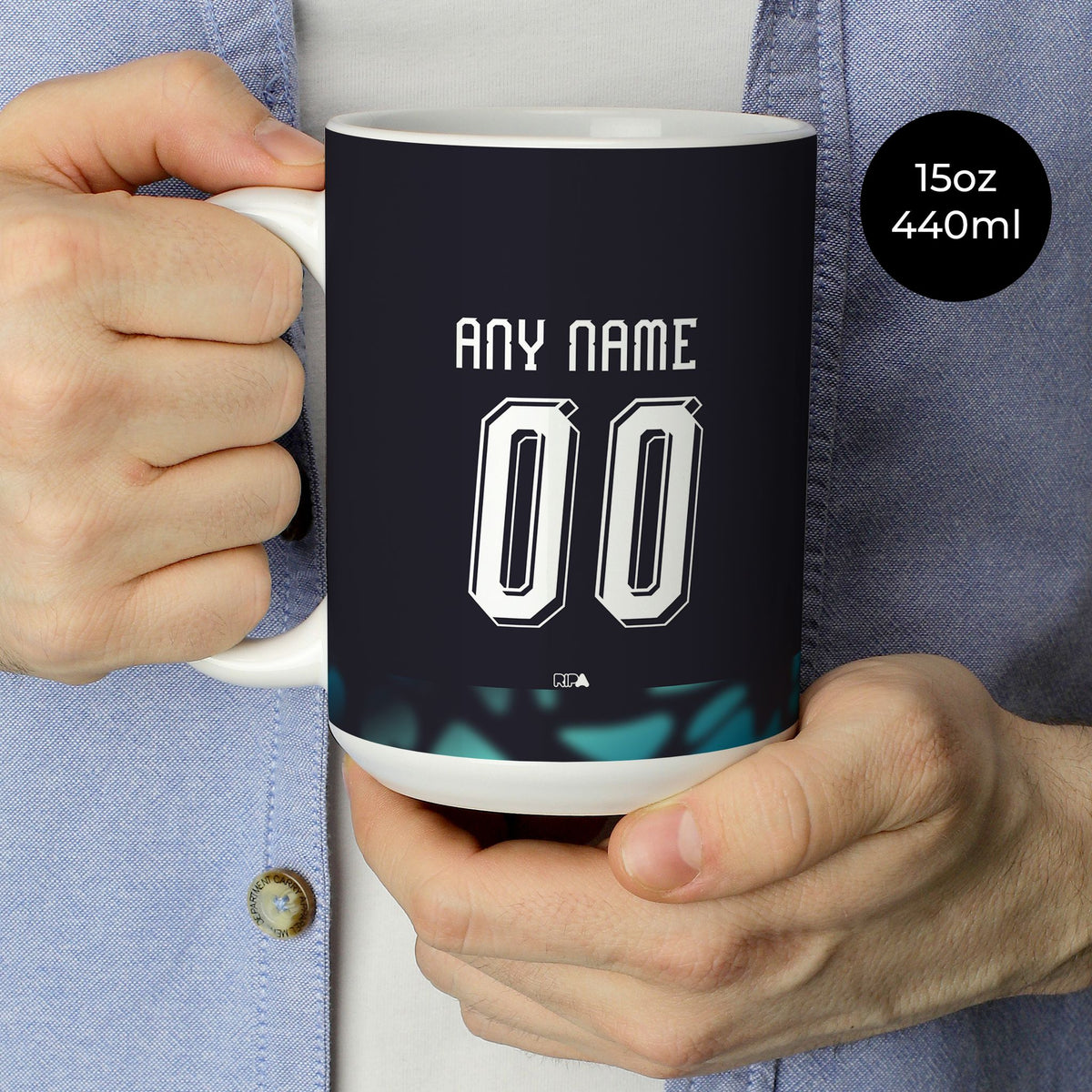 Mug with the Paraguay 2026 Away football shirt design by RIPA Football