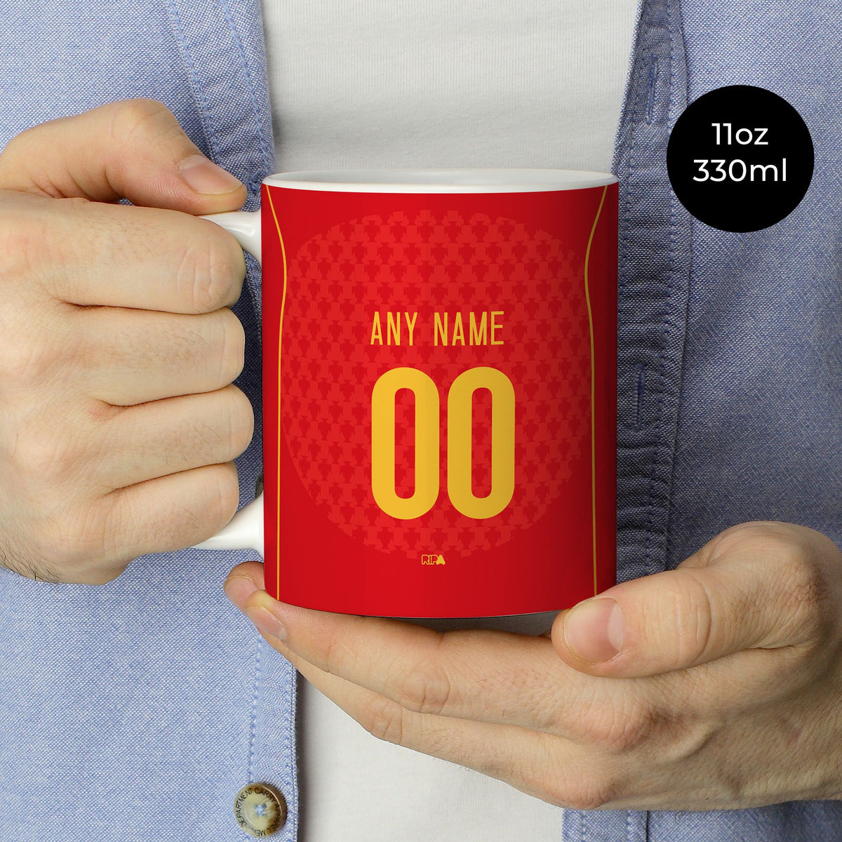 Mug with the Portugal 2004 Home football shirt design by RIPA Football
