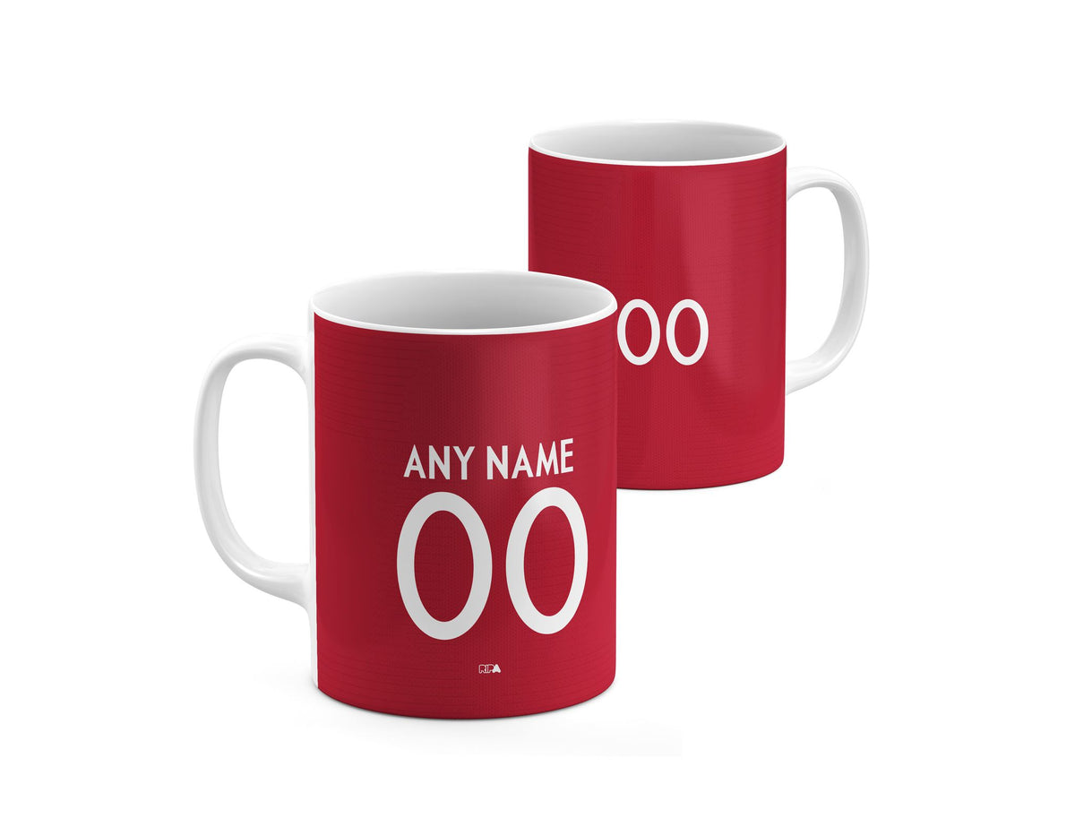 Mug with the Portugal 2018 Home football shirt design by RIPA Football