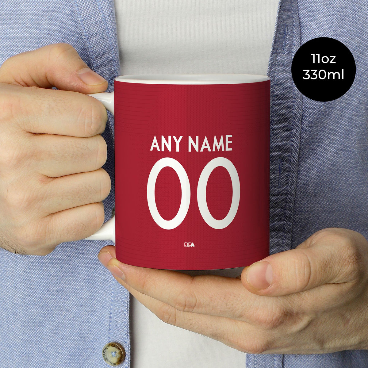 Mug with the Portugal 2018 Home football shirt design by RIPA Football