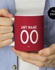 Mug with the Portugal 2018 Home football shirt design by RIPA Football