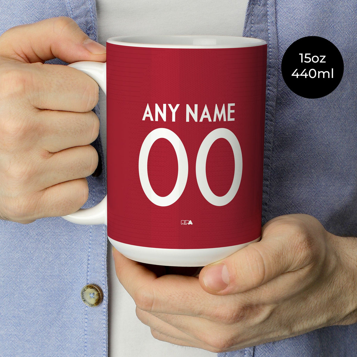 Mug with the Portugal 2018 Home football shirt design by RIPA Football