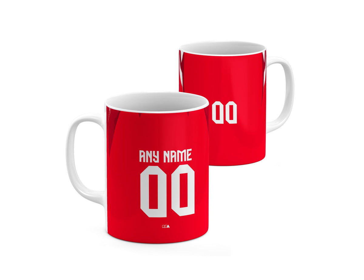 Mug with the Tunisia 2026 Away football shirt design by RIPA Football