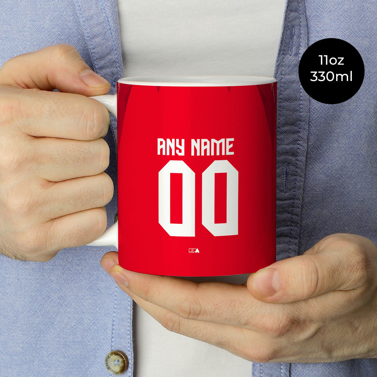 Mug with the Tunisia 2026 Away football shirt design by RIPA Football