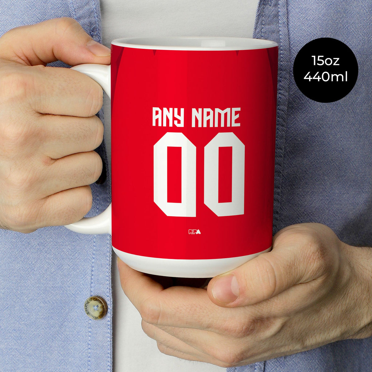 Mug with the Tunisia 2026 Away football shirt design by RIPA Football