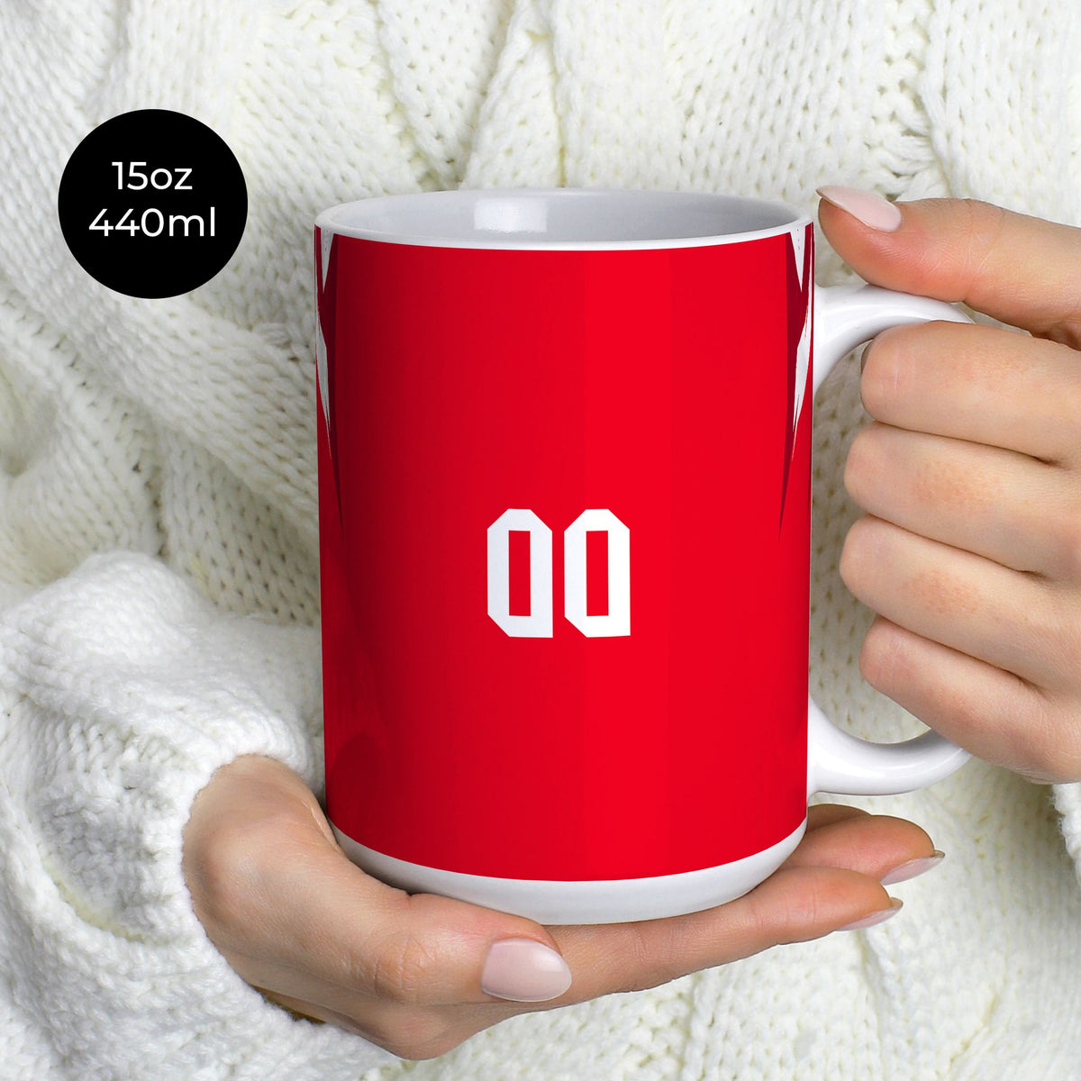 Mug with the Tunisia 2026 Away football shirt design by RIPA Football